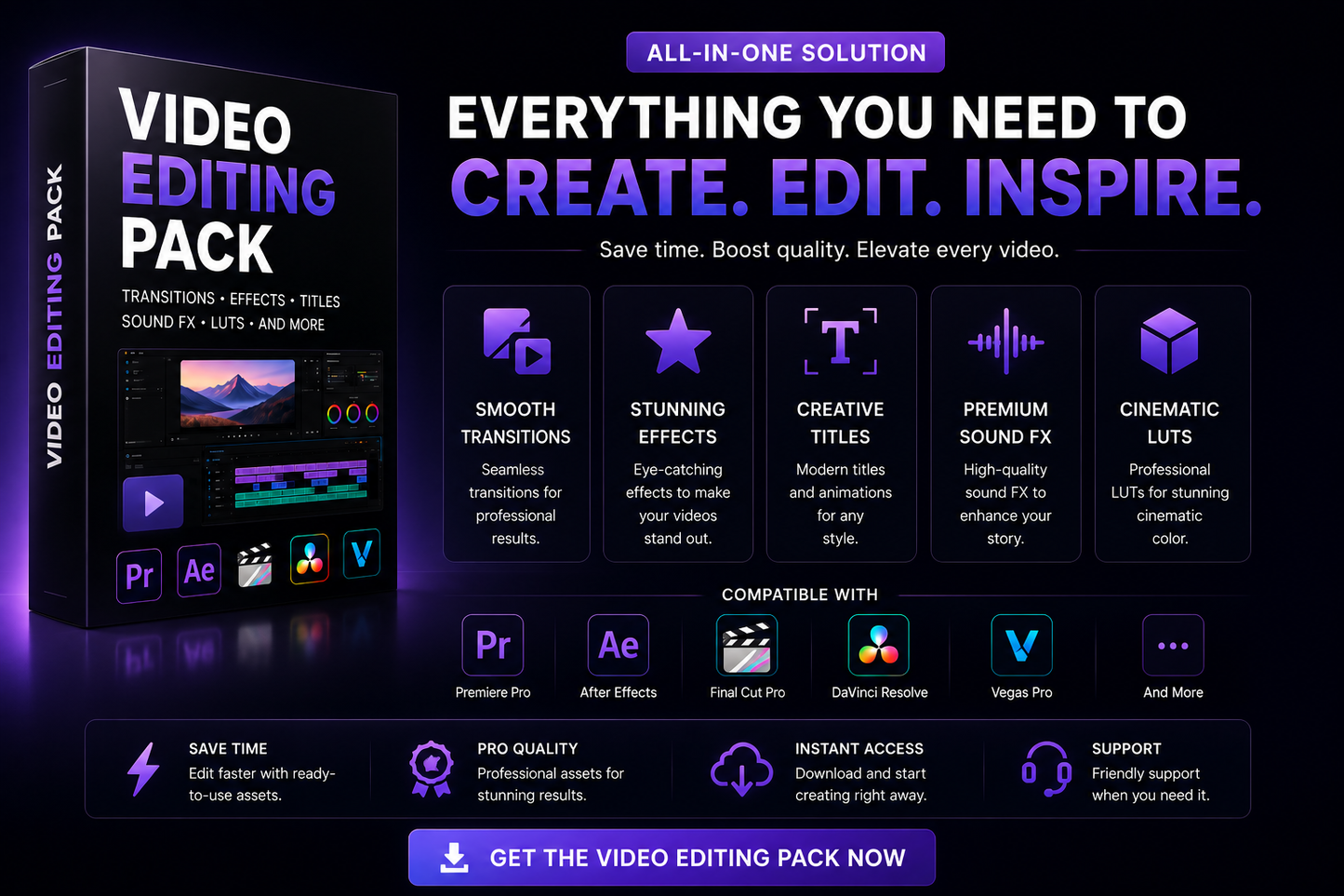 Video Editing Effects Pack | Cinematic Transitions & Motion FX