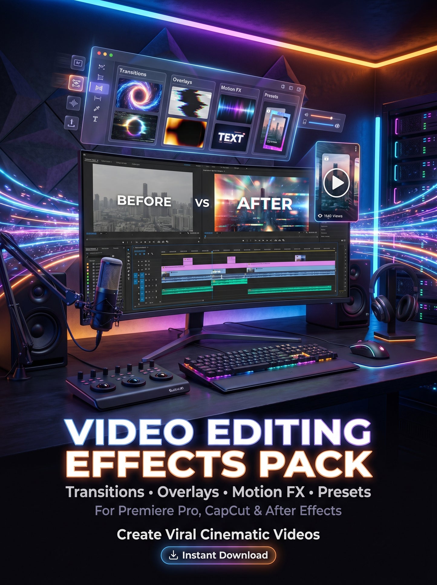 Video Editing Effects Pack | Cinematic Transitions & Motion FX