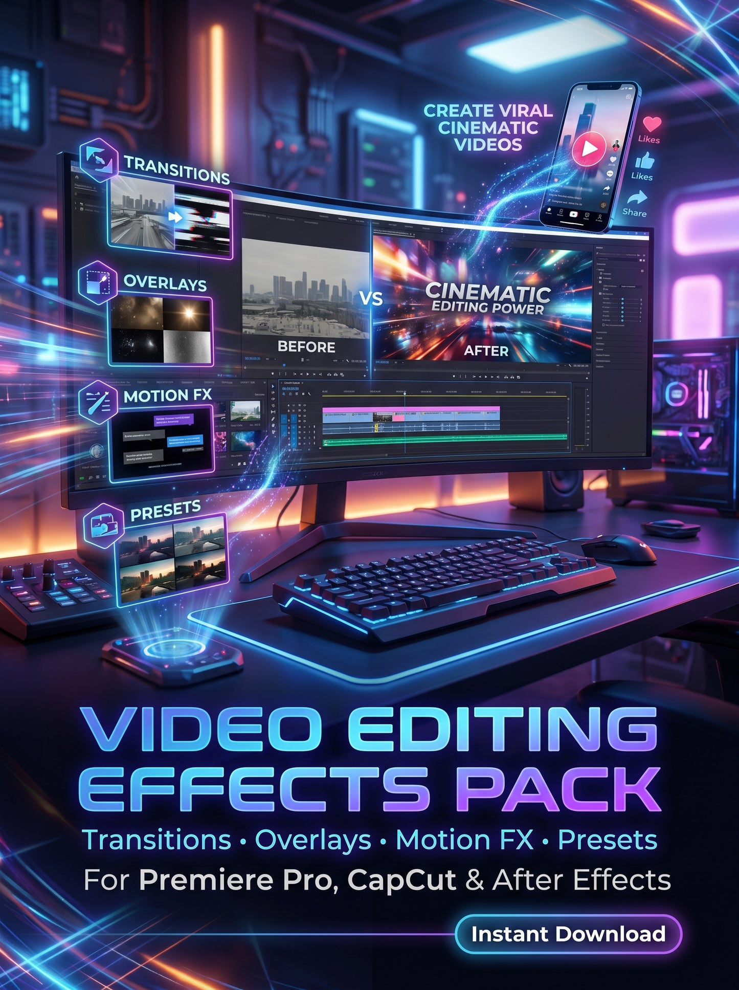 Video Editing Effects Pack | Cinematic Transitions & Motion FX